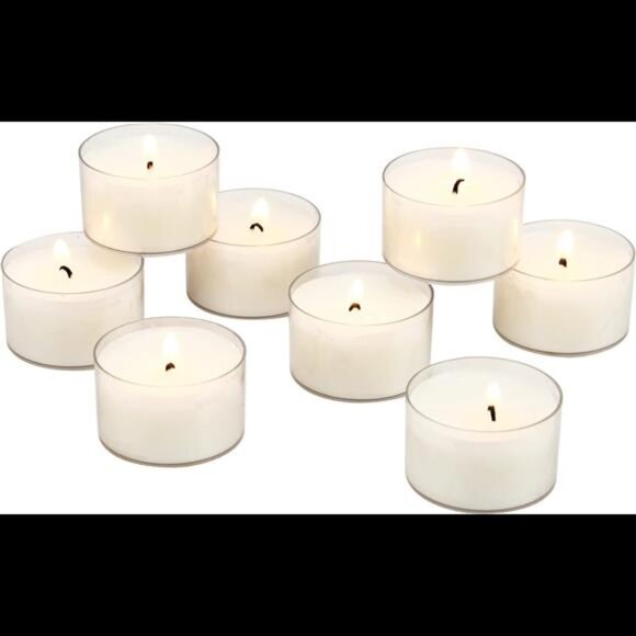 Bulk Unscented Smokeless Long Clear Cup Tea Light Candles with 8 Hour Extended - Picture 3 of 7